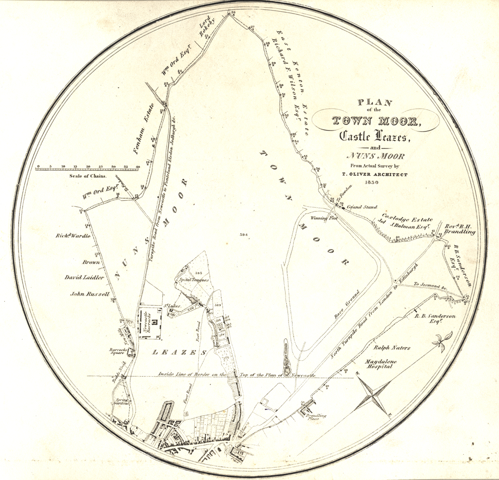 Plan of the Town Moor, Castle Leazes and Nuns Moor 1830